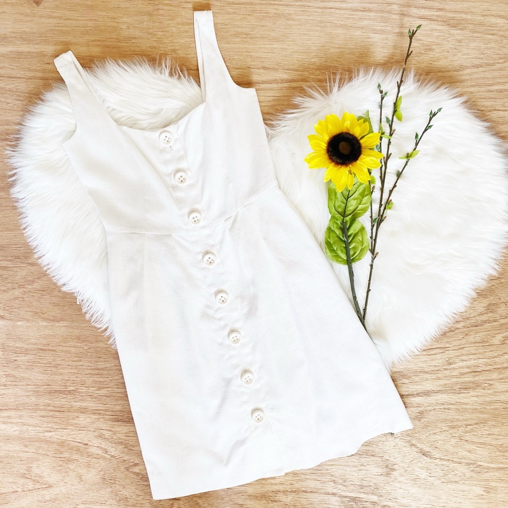 Kate Spade Lydia Linen-Blend A-line Dress White 4